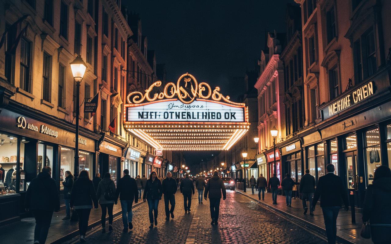 A West End theatre street at night